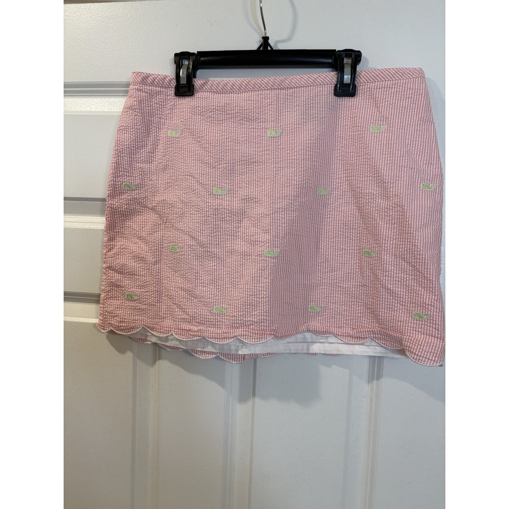 Vineyard Vines Women's Pink Gingham Seersucker Mini Skirt, Size 6, Preppy